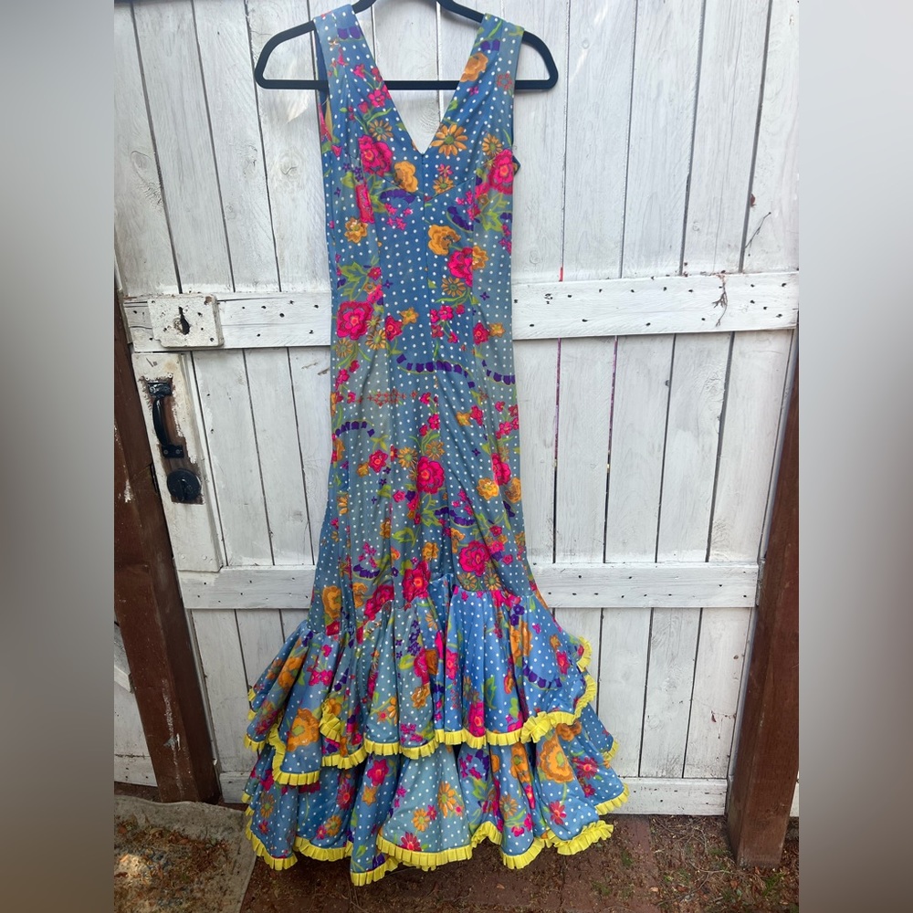 Vintage 1940s flamenco dress from Mexico size XS brand Carmen L. Vila